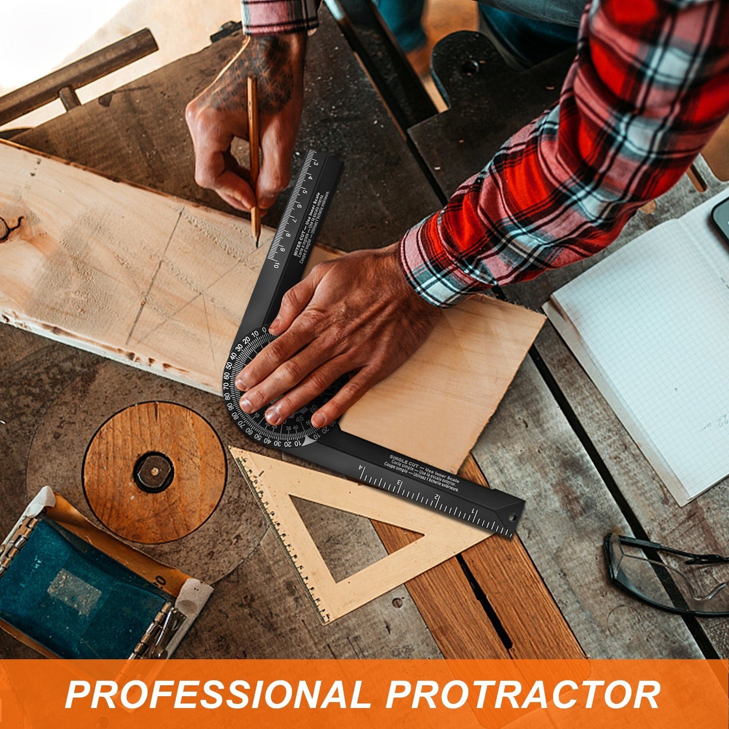 Miter Saw Protractor Woodworking Cutting Positioner Angle Gauge Protractor 360 Degree Horizontal Angle Finder Measurement Tool