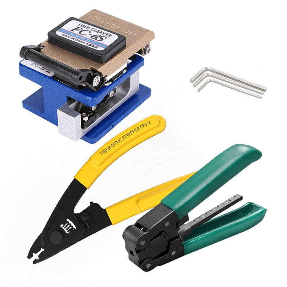 Optical Fiber Tool Kit Fiber Cleaver Set with Storage Bag Portable Cold Contact Cutting Tool Set with Optical Power Meter Red Pen Wire Stripping Plier