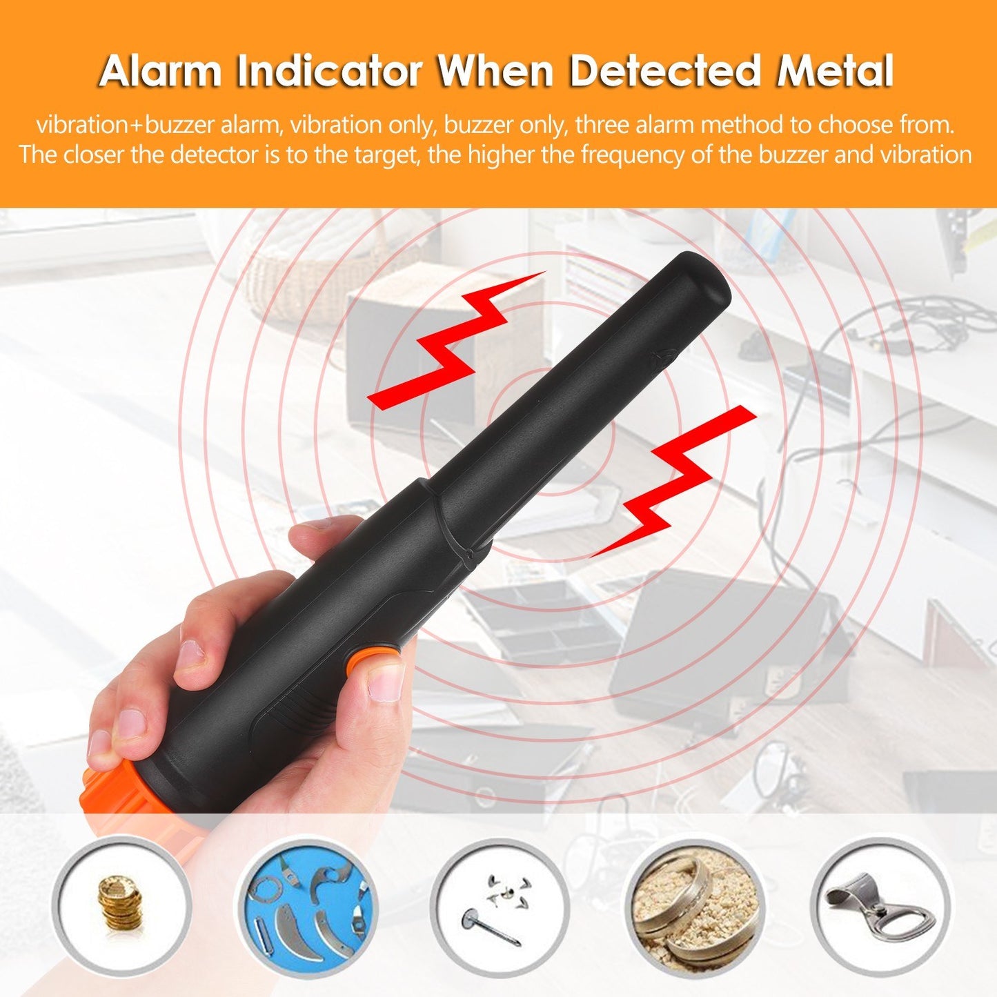 IP68 Waterproof Metal Detector Pinpointer Gold Detector Pinpointing Finder Accessory with LED Indicators for Treasure Hunting