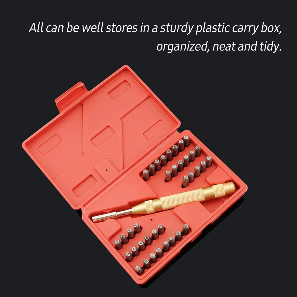 Leather Working Tools 38 Pcs Symbol Letter and Number Punch Set Metal Stamps Kit for Hand Sewing Stitching Stamping Set and Saddle Making
