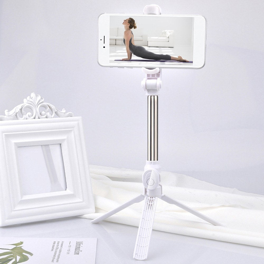 Record Golf Swing Phone Holder Golf Analyzer Accessories Extendable Phone Tripod Stand with Remote Shutter - White