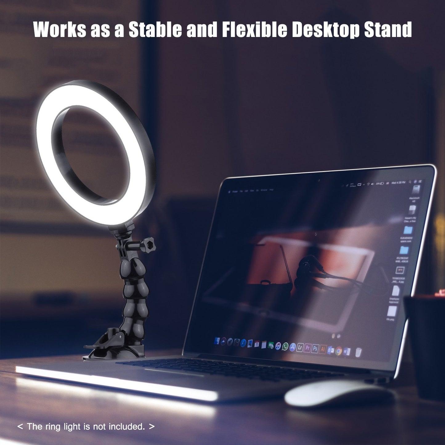 16cm/6.3in Flexible Suction Cup Mount Windshield Phone Stand 360-Degree Rotating Holder with 1/4 Inch Screw Connector for Smartphones Action Cameras