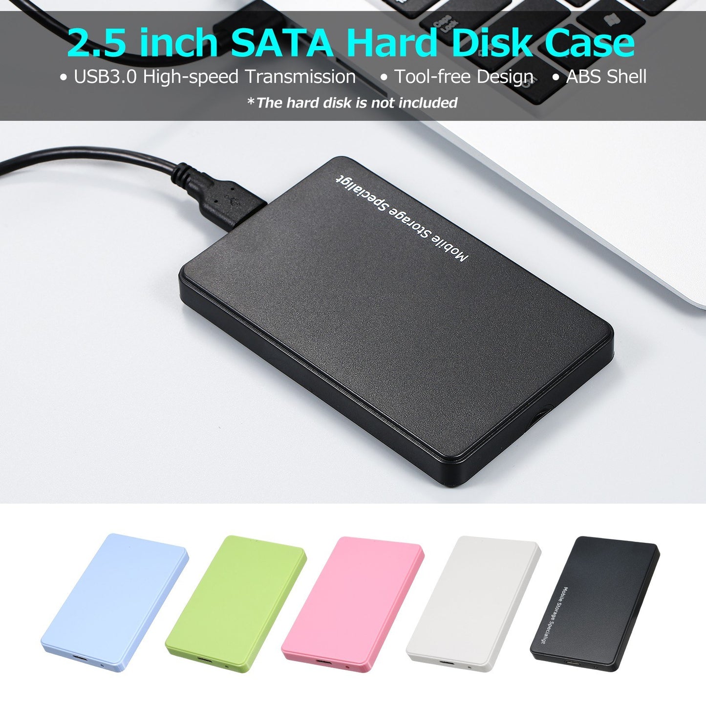 2.5 inch Hard Disk Case USB3.0 High-speed 5Gpbs Transmission External Enclosure SATA Hard Drive Case Support 2.5inch 7/9.5mm SATA HDD/SSD - Blue