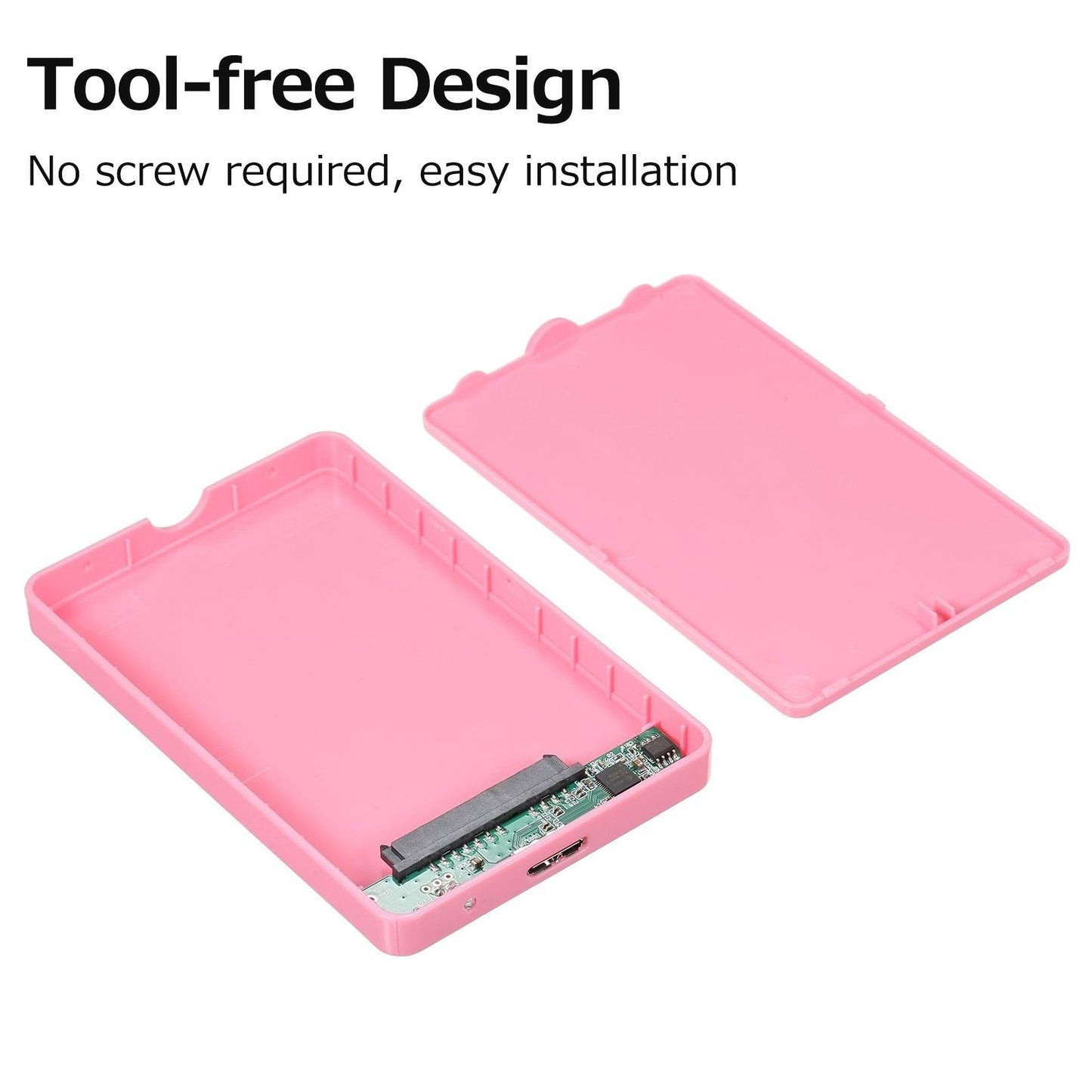 2.5 inch Hard Disk Case USB3.0 High-speed 5Gpbs Transmission External Enclosure SATA Hard Drive Case Support 2.5inch 7/9.5mm SATA HDD/SSD - White