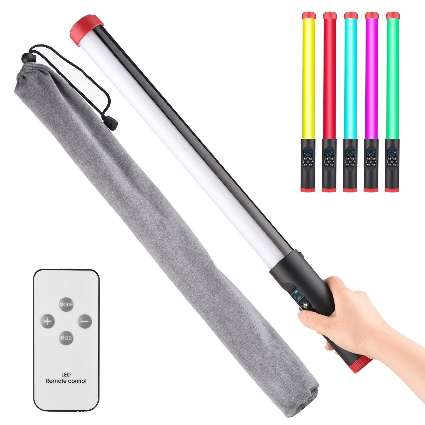 Portable Handheld RGB Tube Light IPX8 30M Waterproof 3000K-6000K Dimmable LED Light with Remote Control Carry Bag for Vlog Live Streaming Underwater Photography