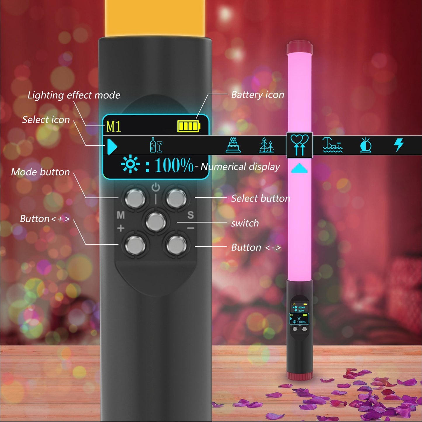 Portable Handheld RGB Tube Light IPX8 30M Waterproof 3000K-6000K Dimmable LED Light with Remote Control Carry Bag for Vlog Live Streaming Underwater Photography