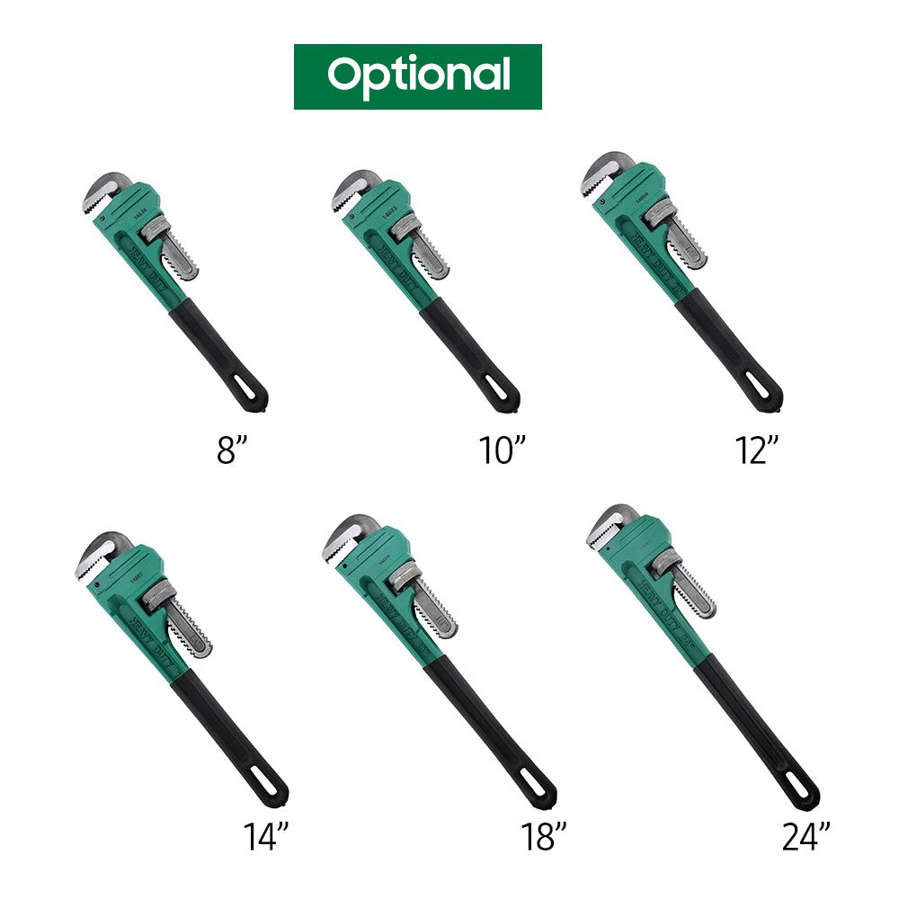 8 Inch Heavy Duty Pipe Wrench Carbon Steel Adjustable Plumbing Wrench Plumber Repair Tool - Green Black/8 Inch
