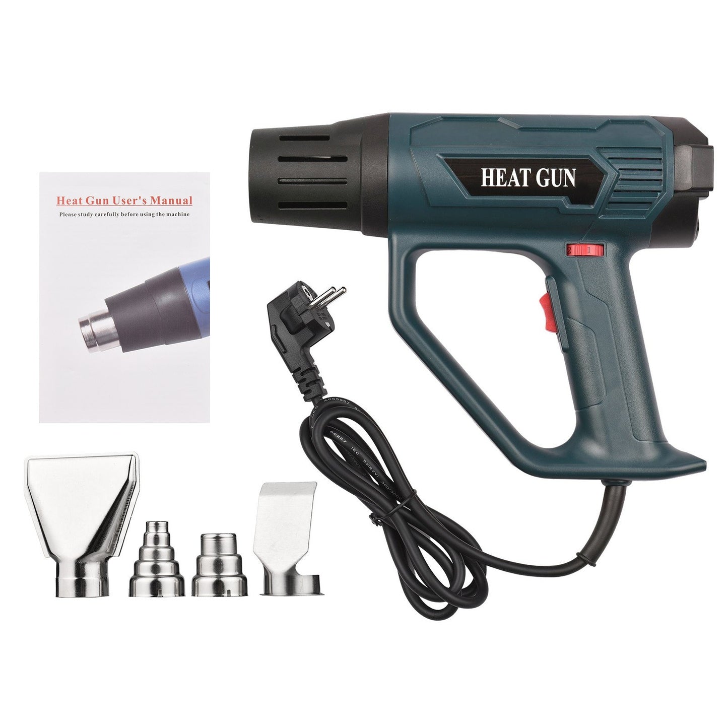 Hot Air Blower 2000W High Power Electronic Digital Display Hot Air Heat Gun Handheld Air Heater for Handicrafts Shrink Packaging - EU Plug 220V