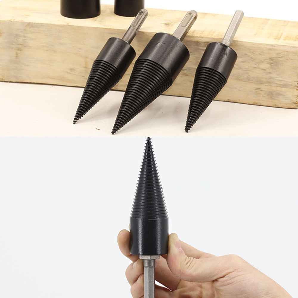 32mm Firewood Chop Drill Bit Wood Splitting Tool Cone Log Splitter Firewood Chopper Breaker Drill Bits - Square Handle