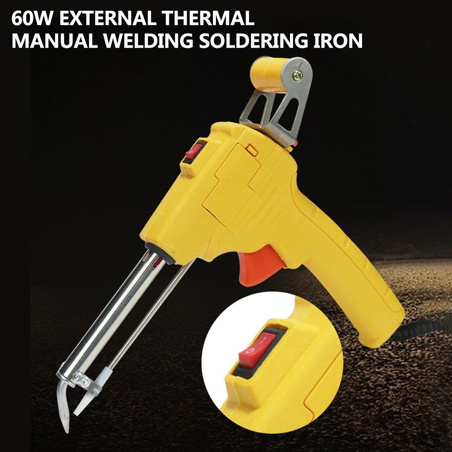 60W External Thermal Manual Welding Automatic Feed Soldering Iron Electric Tool Adjustable Solder Tool - EU Plug/Yellow