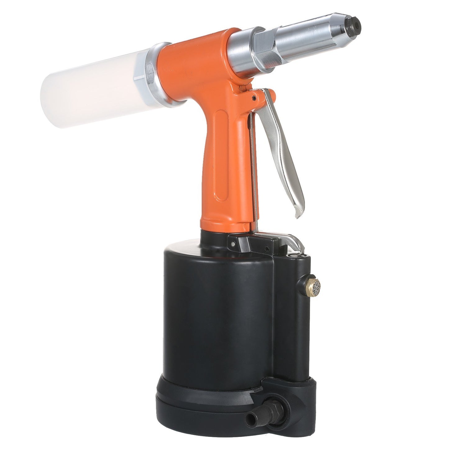 Industrial Pneumatic Rivet Gun Heavy Duty Air Riveter Gun Self-plugging Riveting Tool with 4 Nosepieces - Type 2/Orange