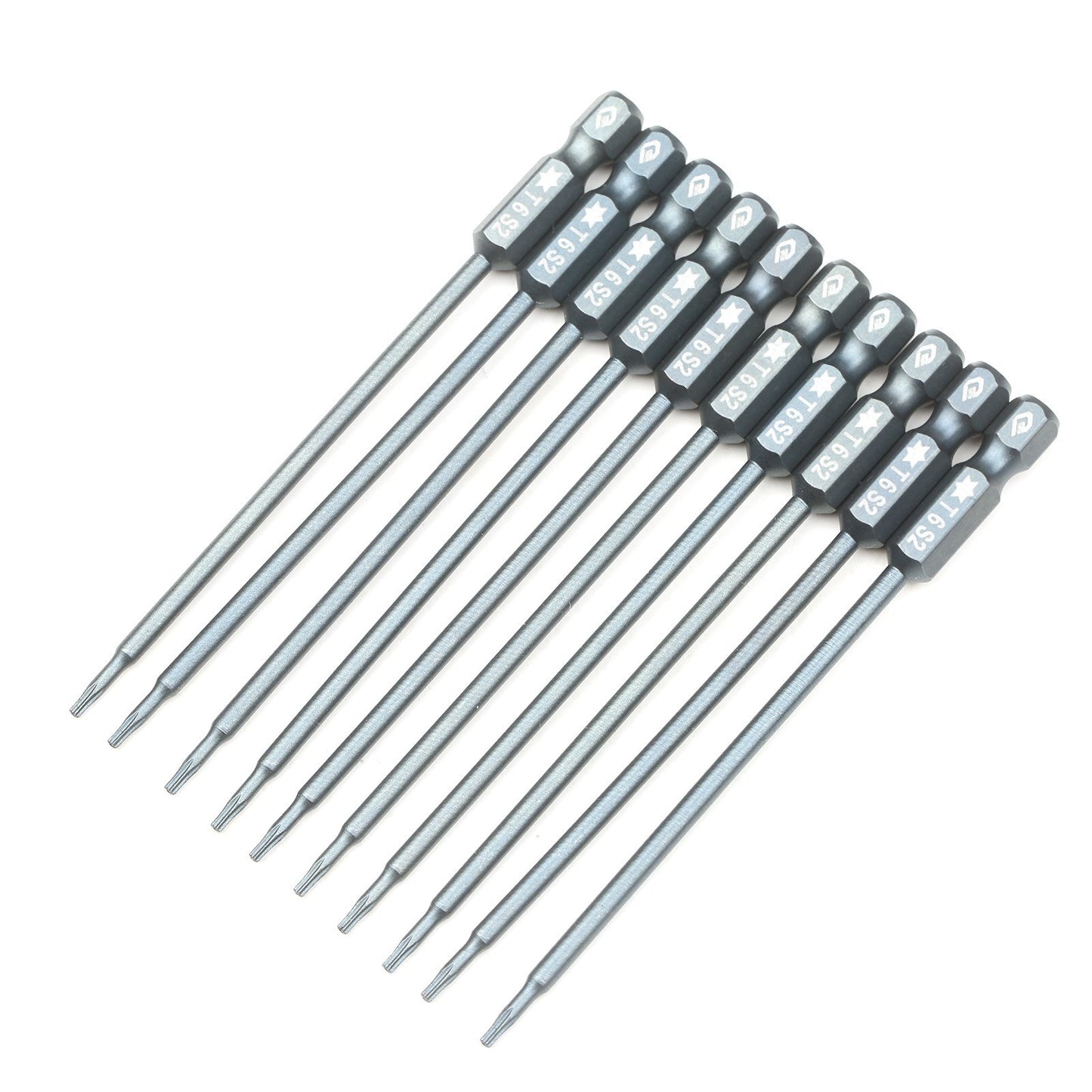 10Pcs/Set T6 Security Torx Bit 1/4-inch Drive S2 Alloy Steel Magnetic Screw Driver Bit Set for Power Screwdriver Electric Hand Drill