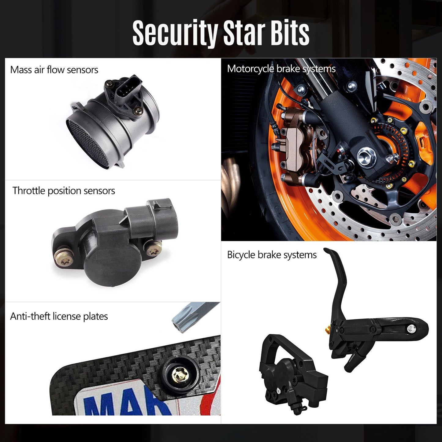 10Pcs/Set T6 Security Torx Bit 1/4-inch Drive S2 Alloy Steel Magnetic Screw Driver Bit Set for Power Screwdriver Electric Hand Drill