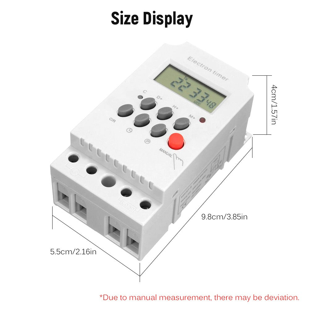 Digital Programmable Timer LCD Display Clock AC 220V 25A Din Rail Electronic Timer Time Switch Controller