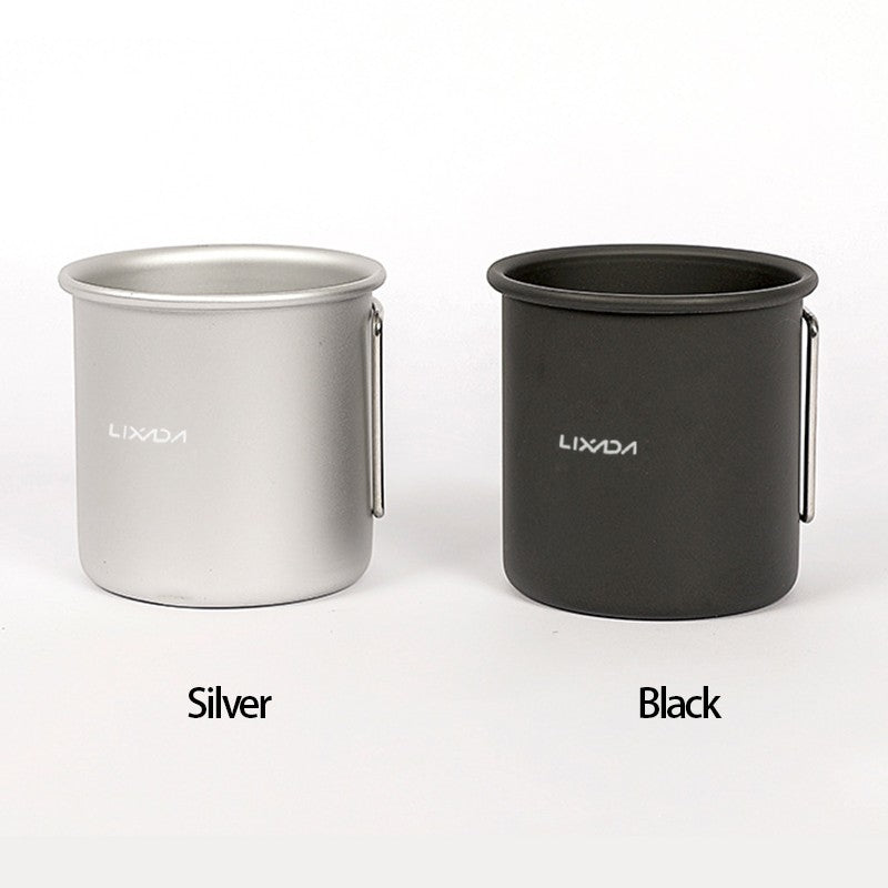 LIXADA 250ml Camping Coffee Mug Aluminum Alloy Water Cup Drinking Soup Cup with Foldable Handles for Outdoor Cooking Hiking (No FDA Certificate) - Silver