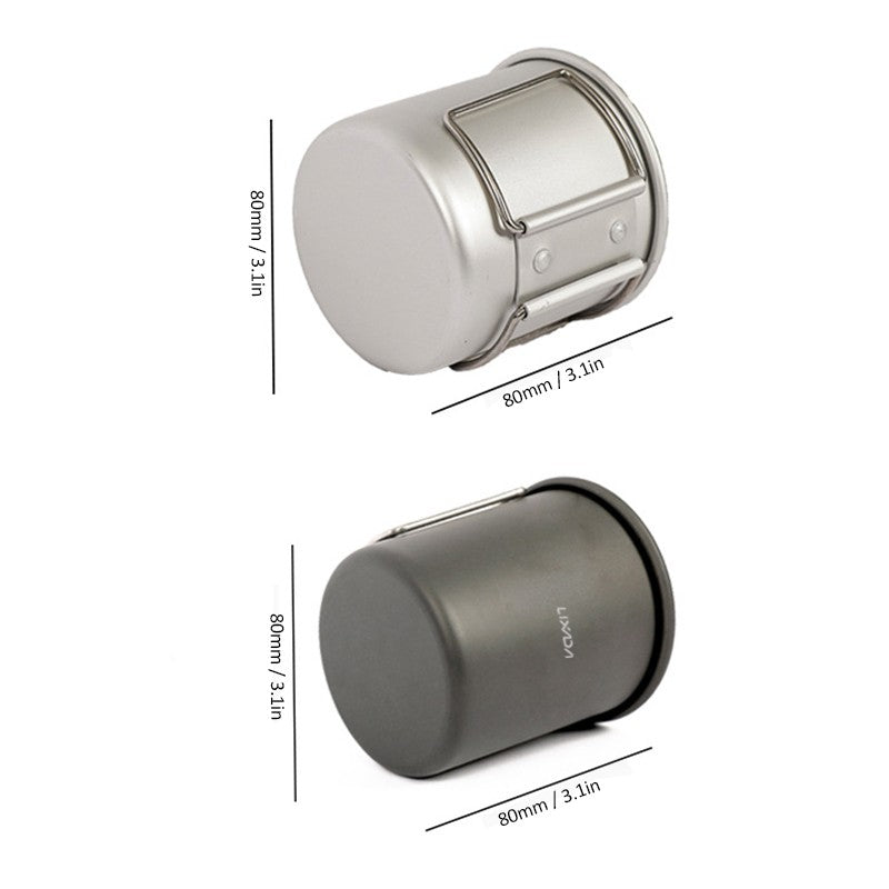 LIXADA 250ml Camping Coffee Mug Aluminum Alloy Water Cup Drinking Soup Cup with Foldable Handles for Outdoor Cooking Hiking (No FDA Certificate) - Silver