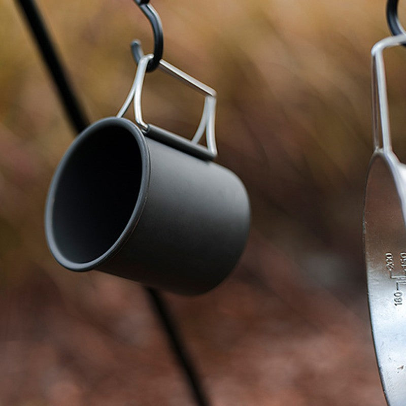 LIXADA 250ml Camping Coffee Mug Aluminum Alloy Water Cup Drinking Soup Cup with Foldable Handles for Outdoor Cooking Hiking (No FDA Certificate) - Silver