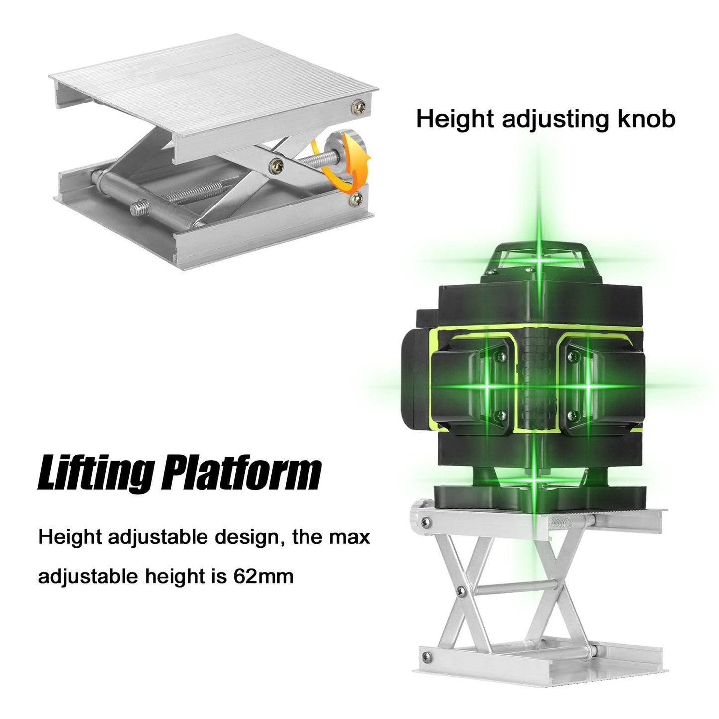 Aluminum Alloy Bracket Base 360-degree Rotatable 1/4inch Interface Fine Adjustment Tripod Stand for Laser Level - Type:1