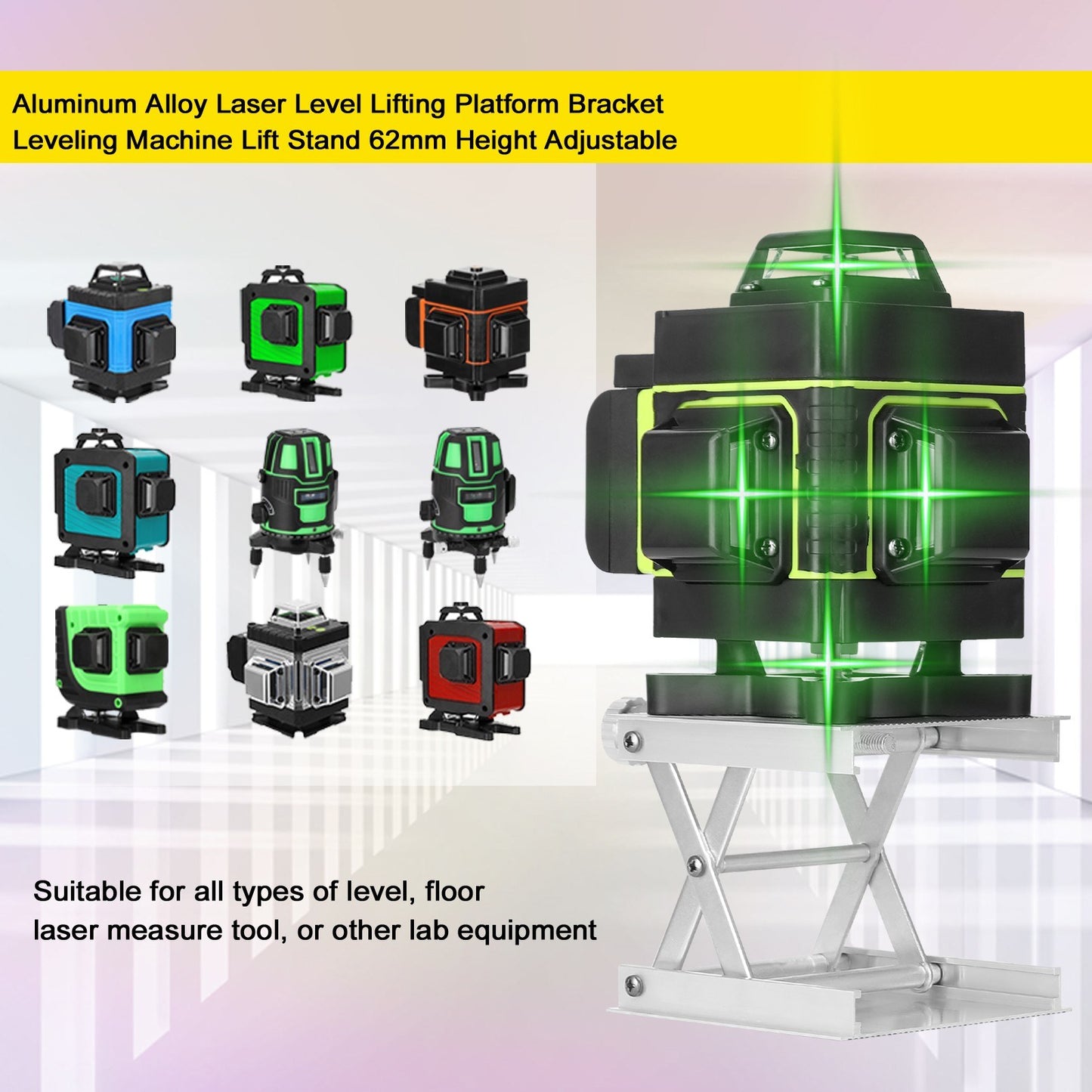 Aluminum Alloy Bracket Base 360-degree Rotatable 1/4inch Interface Fine Adjustment Tripod Stand for Laser Level - Type:1