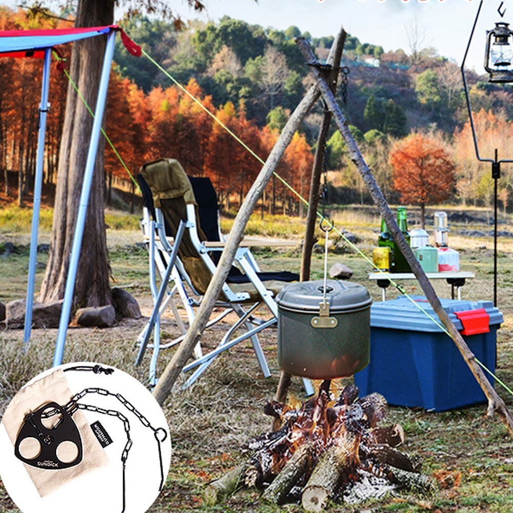 Stainless Steel Tripod Camping Tripod Hanging Pot Bracket Barbecue Rack Hanger
