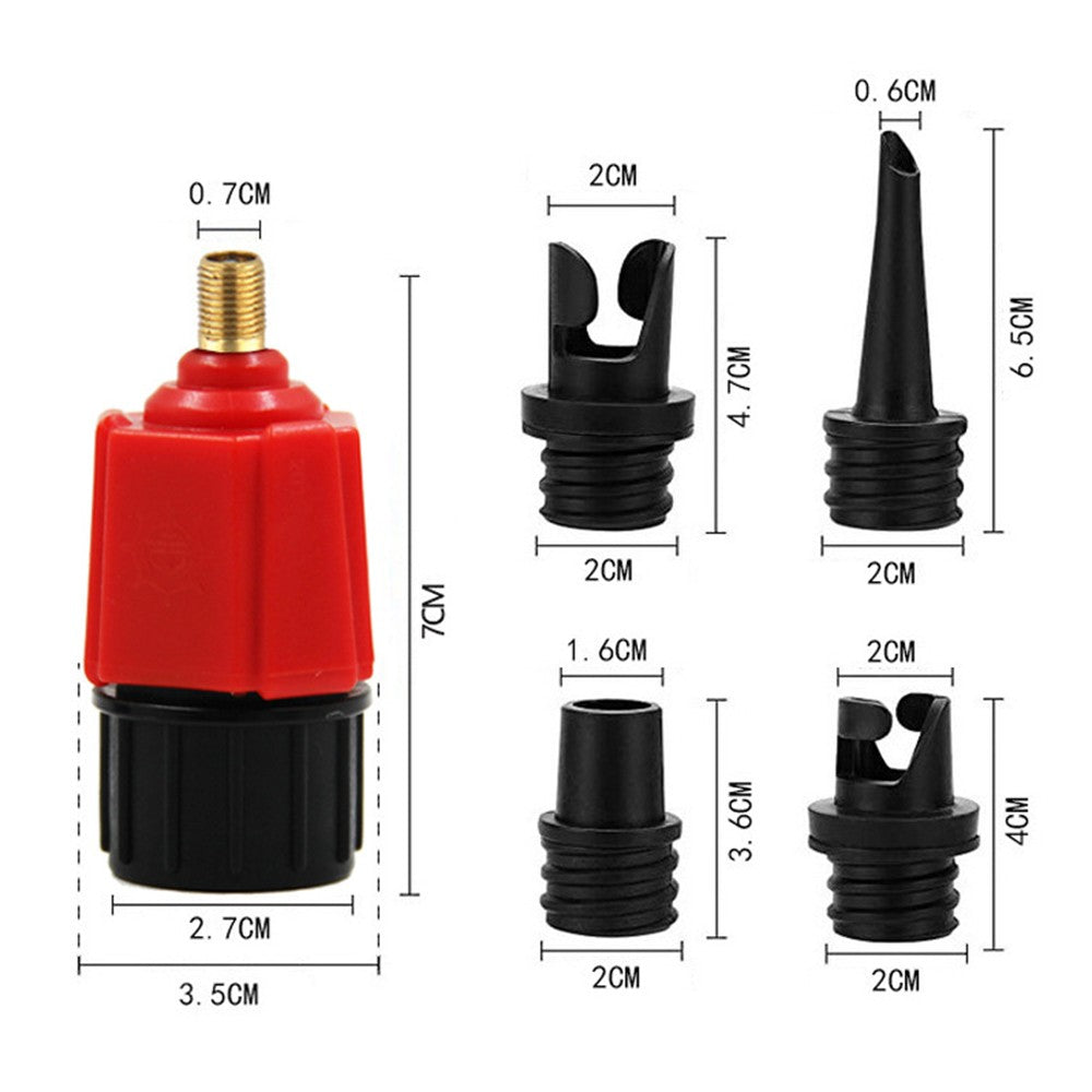 SUP Pump Adapter Compressor Air Valve Converter Valve Adapter with 4 Air Nozzles for Stand Up Inflatable Paddle Board Bed