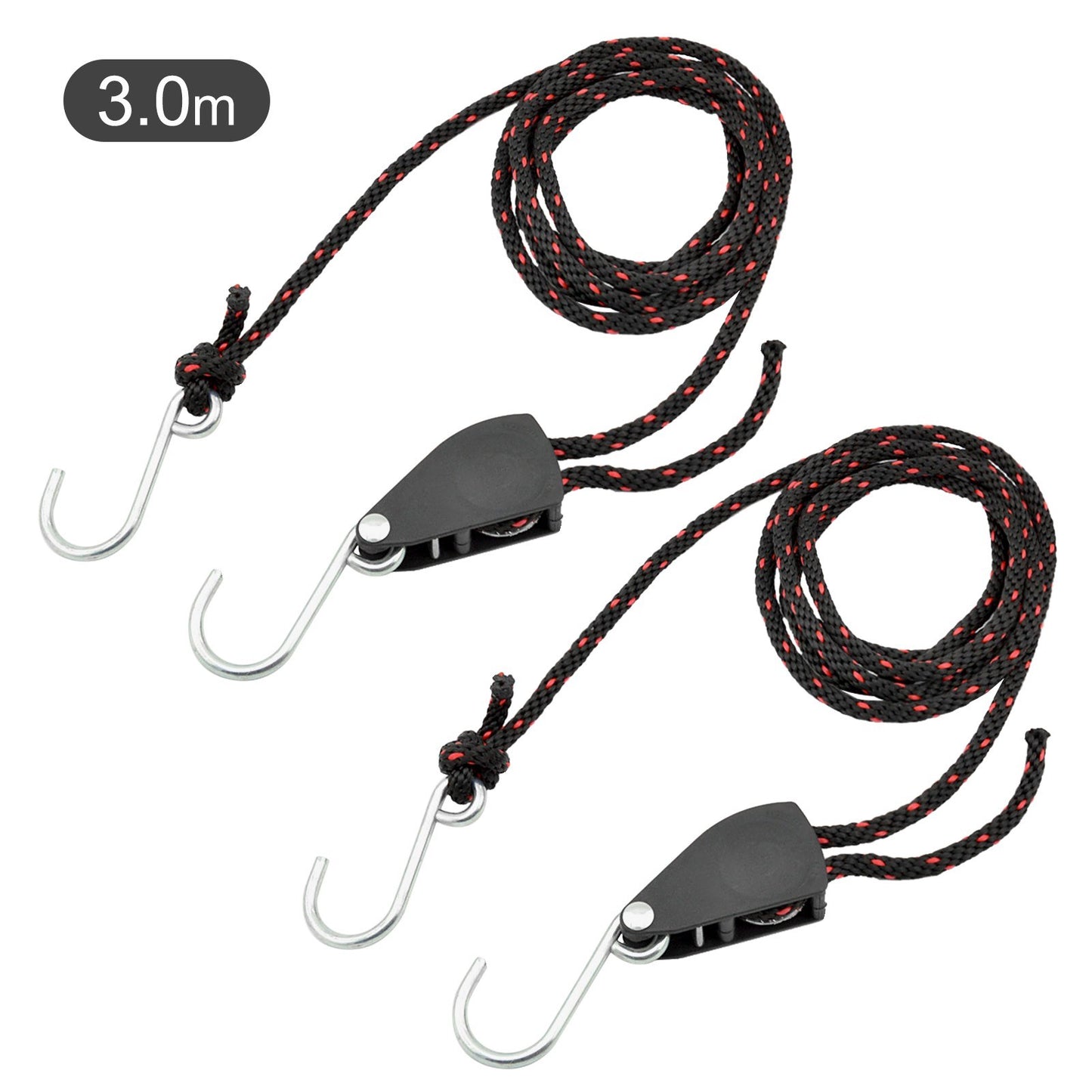 2Pcs 3.0m Kayak Tie Down Straps Canoe Bow and Stern Heavy Duty Cargo Ratchet Pulley Rope Hanger Working Load Up to 299.8lbs