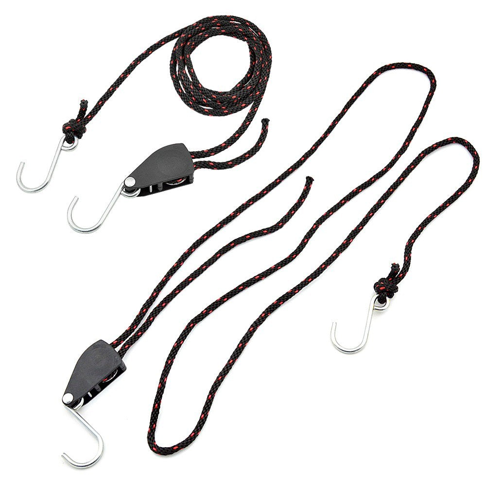 2Pcs 3.0m Kayak Tie Down Straps Canoe Bow and Stern Heavy Duty Cargo Ratchet Pulley Rope Hanger Working Load Up to 299.8lbs