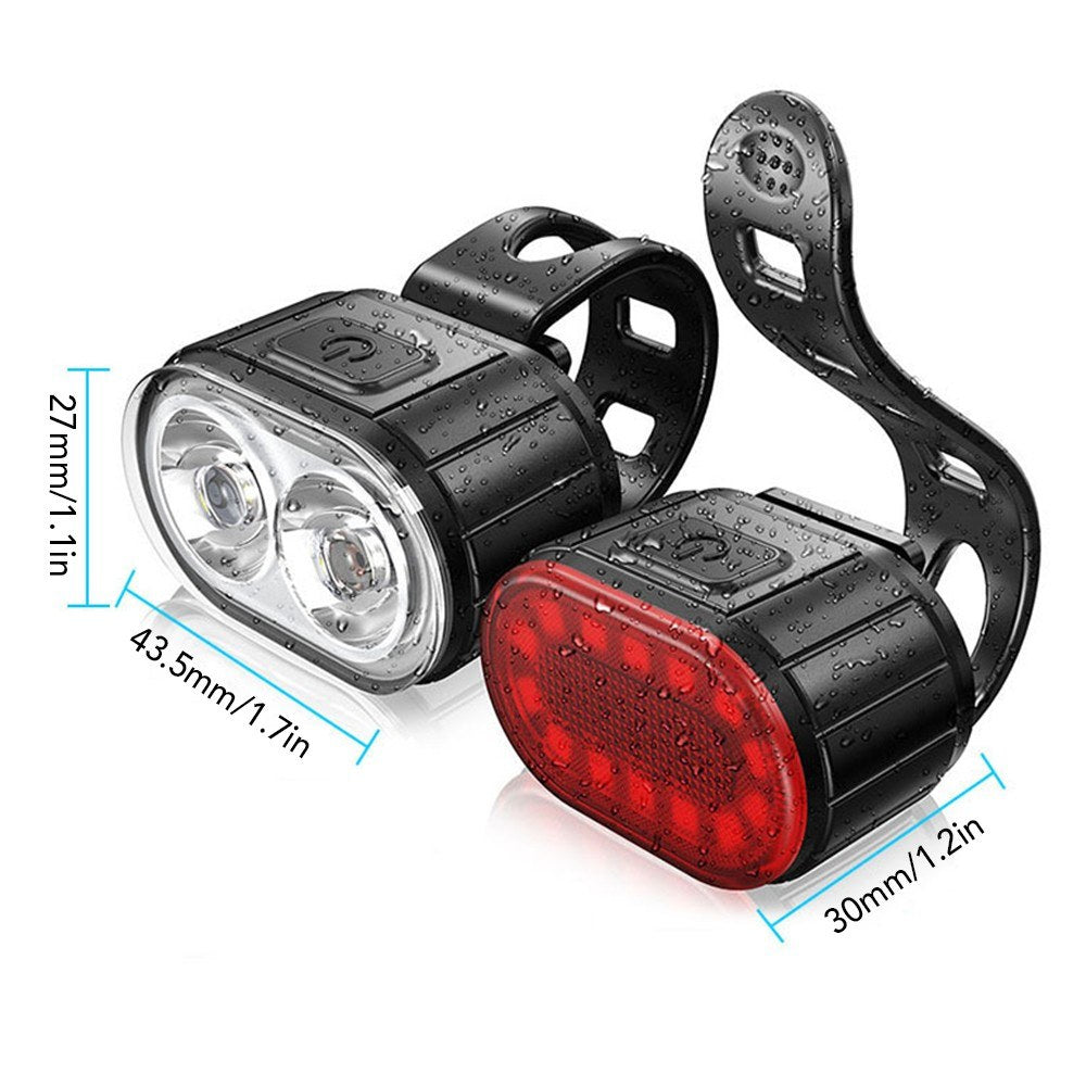 USB Rechargeable Bike Light Set  IPX4 Bright Front Headlight and Rear LED Bicycle Light Accessories for Night Riding Cycling