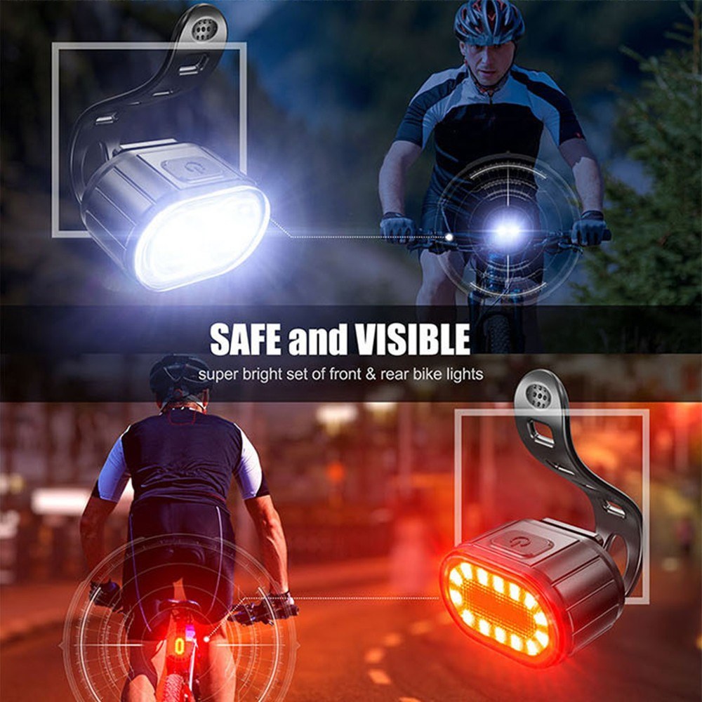 USB Rechargeable Bike Light Set  IPX4 Bright Front Headlight and Rear LED Bicycle Light Accessories for Night Riding Cycling
