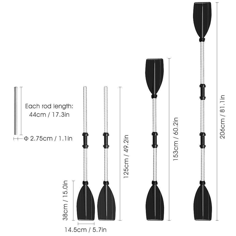 1 Pair Kayak Paddles 125cm Aluminum Magnesium Alloy Kayaking Boating Oars