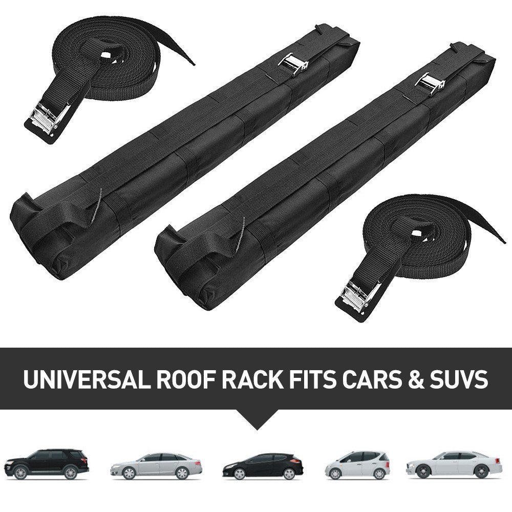 2Pcs Car Soft Roof Rack Pads Luggage Cross Bar Carrier with Adjustable Straps for Kayak Surfboard SUP Canoe