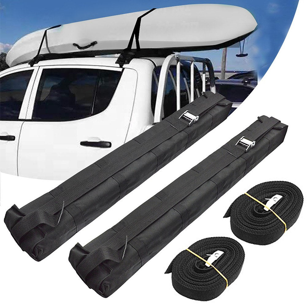 2Pcs Car Soft Roof Rack Pads Luggage Cross Bar Carrier with Adjustable Straps for Kayak Surfboard SUP Canoe