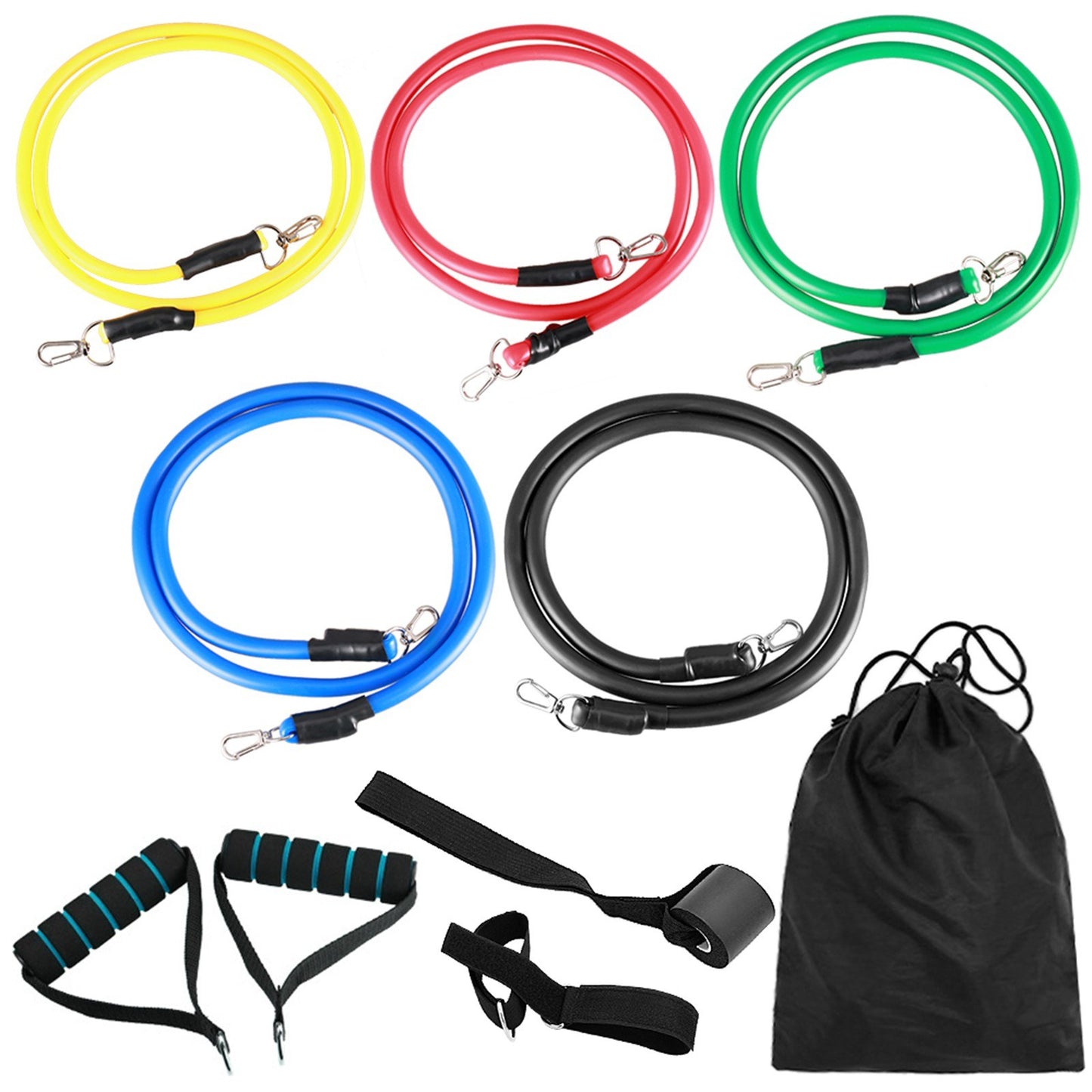 11Pcs Resistance Bands Set Exercise Bands 5 Level Stretch Gym Fitness Bands Handles Door Anchor Ankle Straps