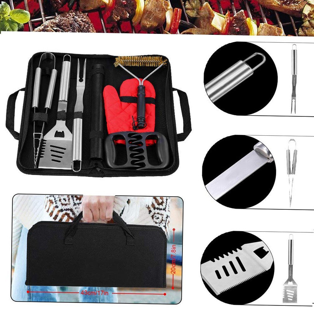 BBQ Tool Set 7Pcs Grill Accessories Stainless Steel Grilling Tools for Beginners and Experts Camping Backyard Barbecue