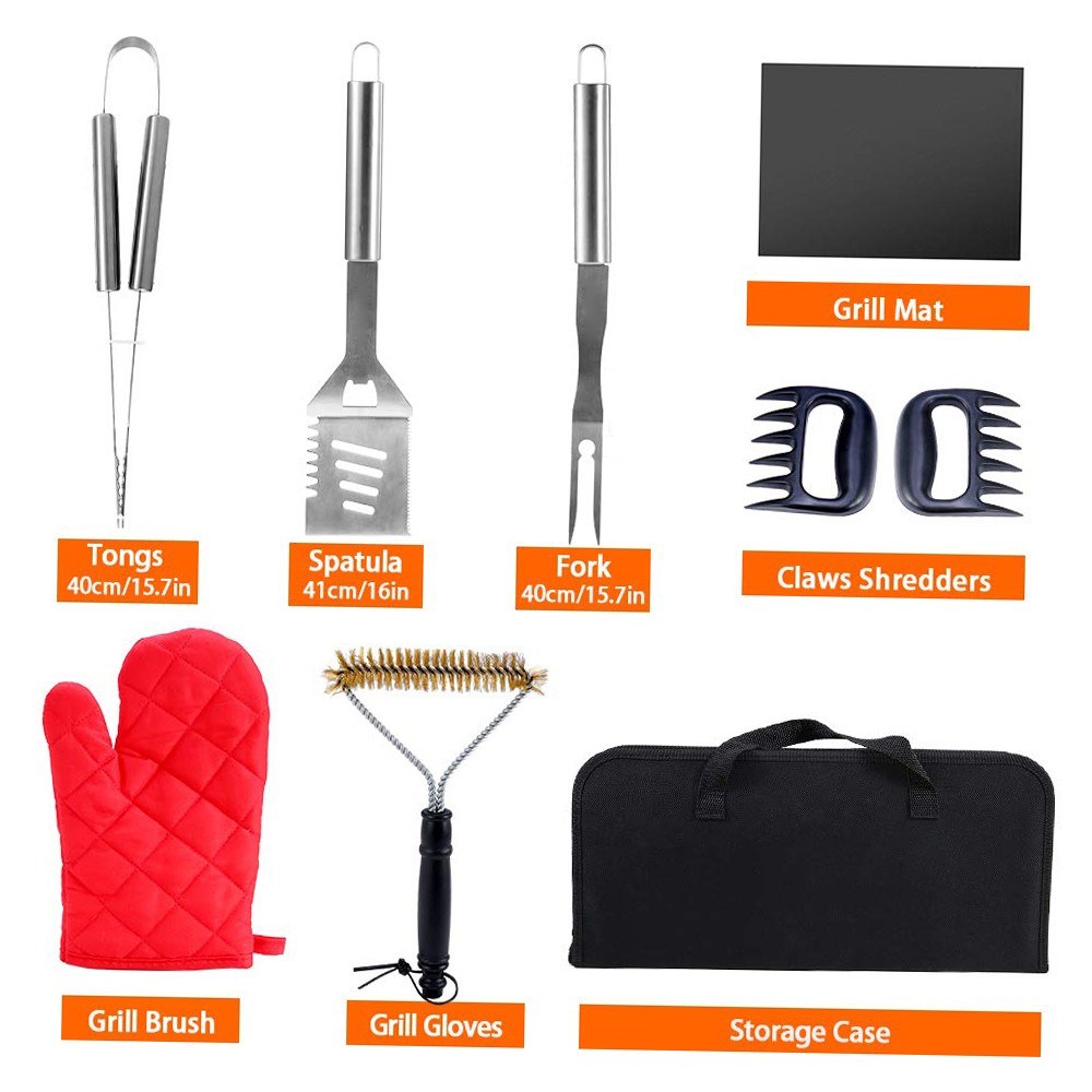BBQ Tool Set 7Pcs Grill Accessories Stainless Steel Grilling Tools for Beginners and Experts Camping Backyard Barbecue