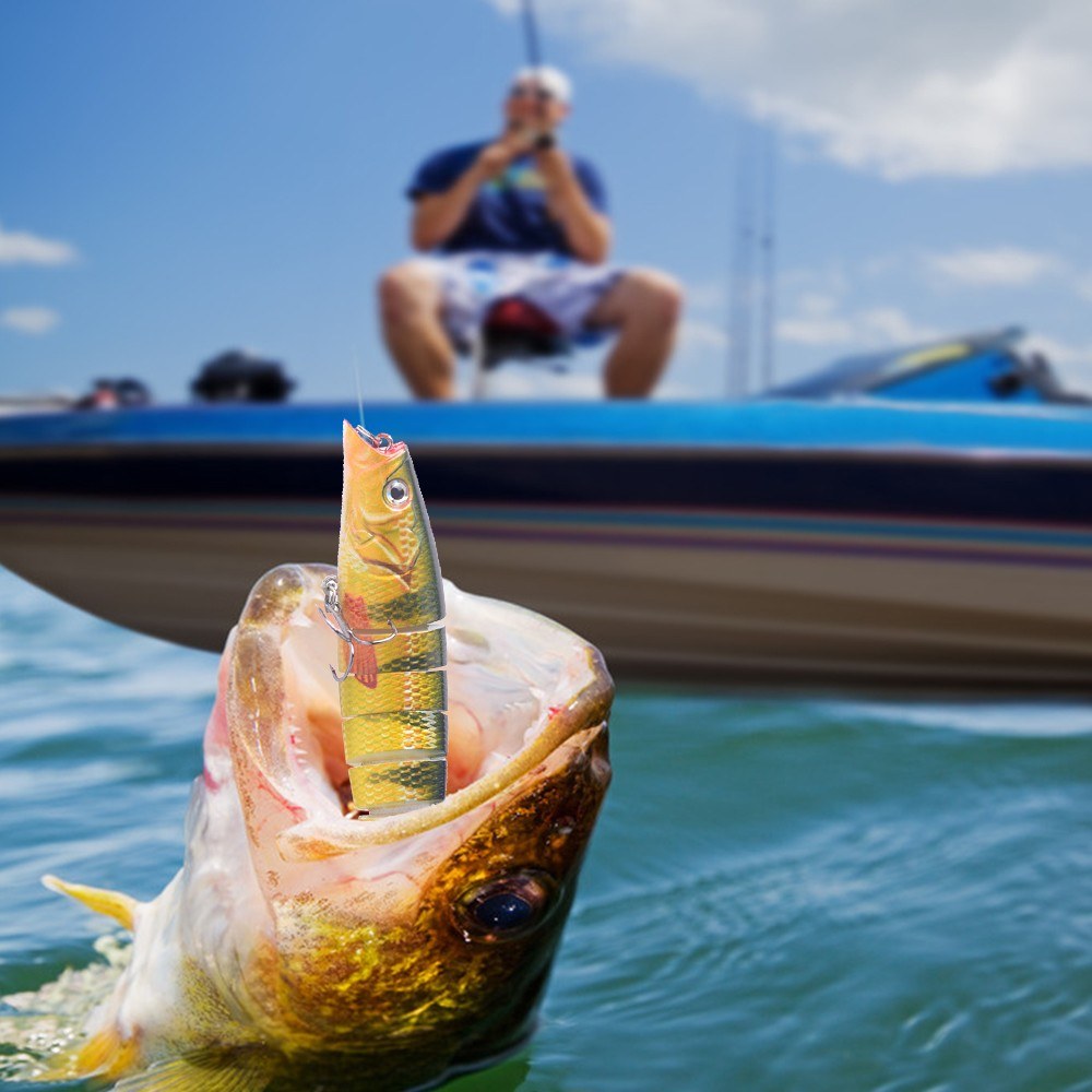 LIXADA 3Pcs Bionic Multi Jointed Hard Bait S Swimming Action Fishing Lure with Tackle Box 8 Segment Sinking Fishing Lure VIB Bait Crankbait Lifelike Artificial Fishing Lures 5.5in / 0.75oz