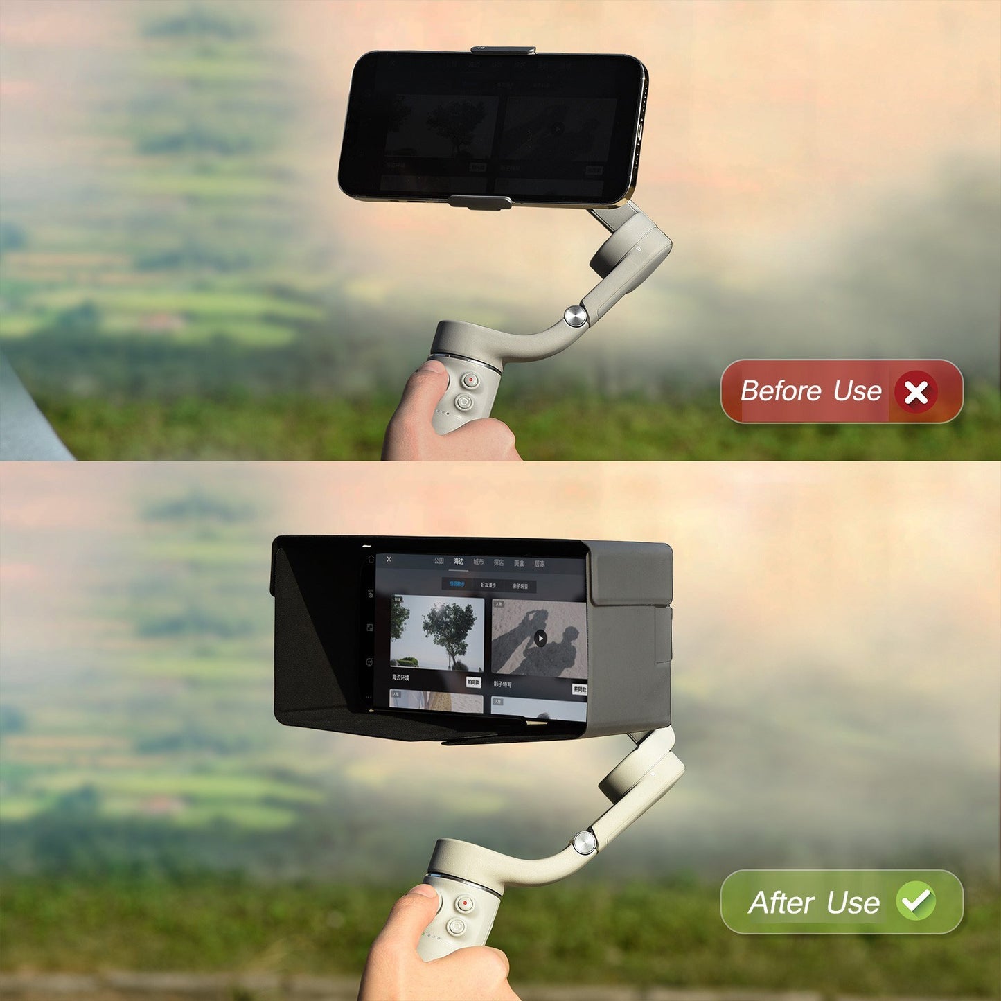 Uniqkart Mobile Phone Sun Hood for DJI OM 5/OM 4 SE/OM 4, Portable Phone Stabilizer Gimbal Sunshade Protective Hood Sun Shield