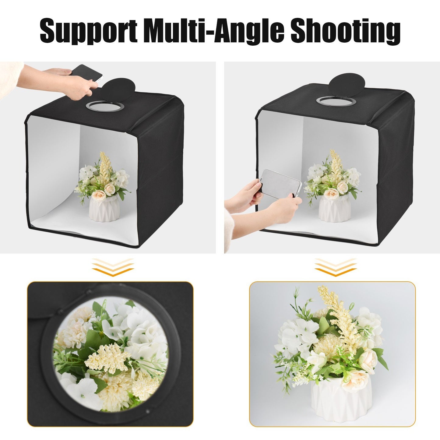 Portable Photo Studio 25 x 25cm/9.8 x 9.8-inch Shooting Tent Photography Light Box Kit with 6 Color Backdrops USB Power Supply