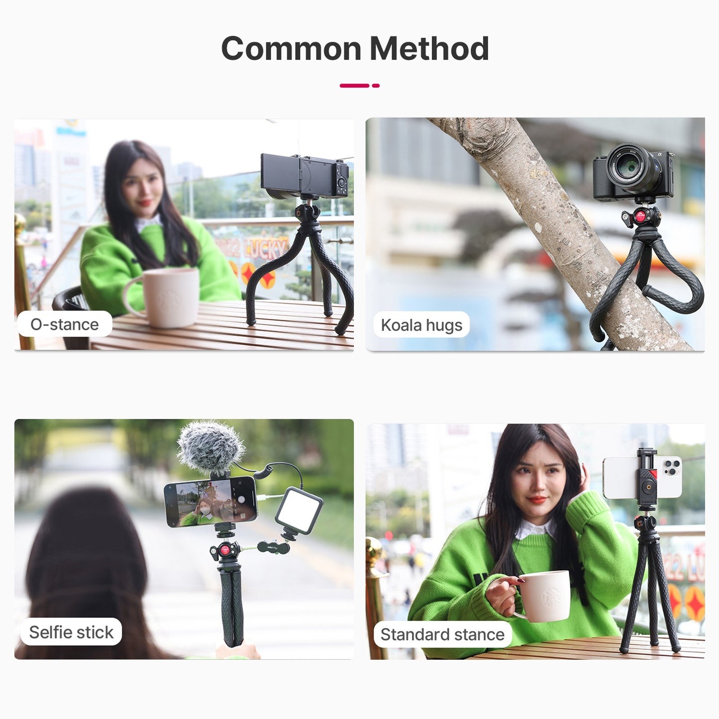 ULANZI FT-01 Portable Flexible Octopus Tripod Live Streaming Video Recording Stand with Phone Holder