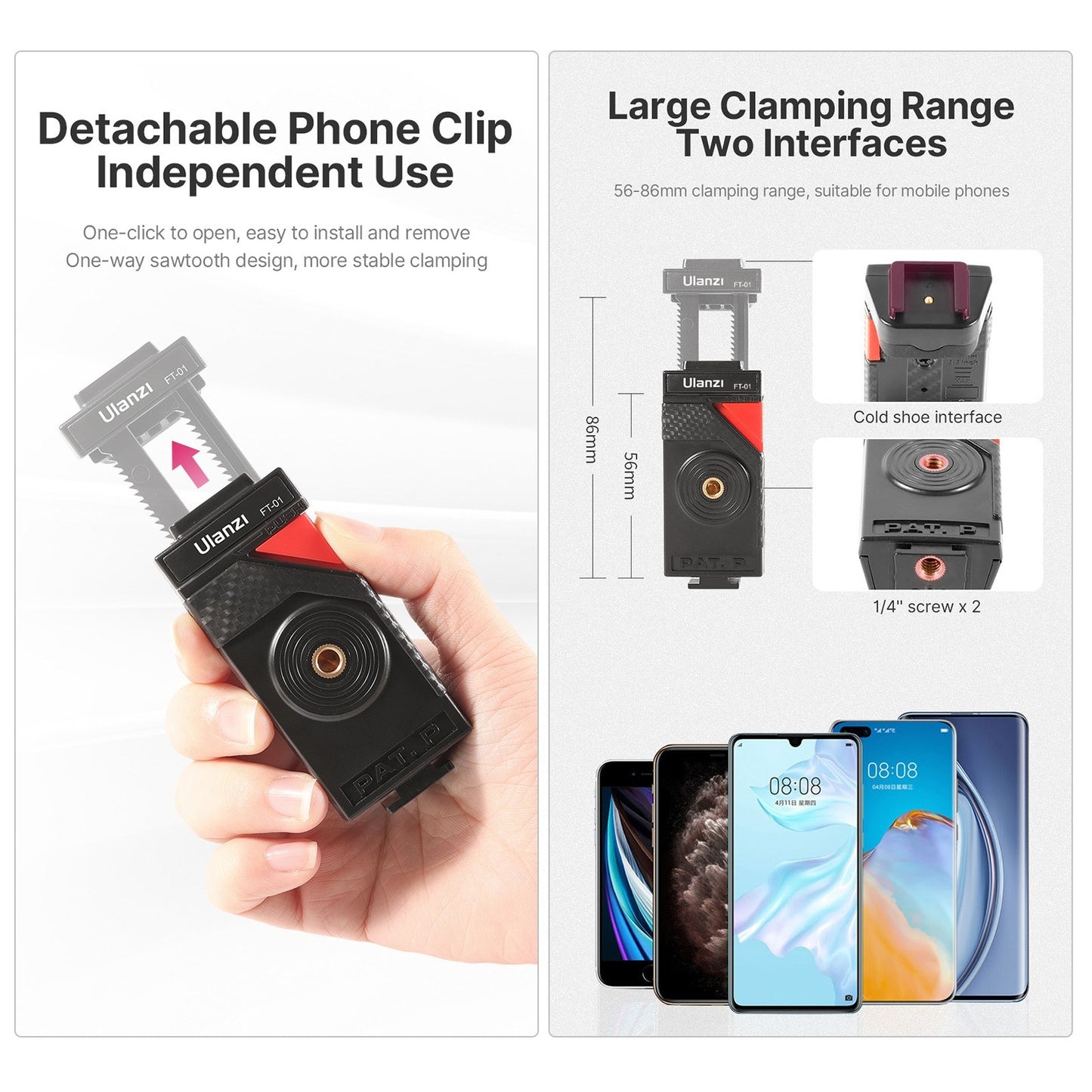 ULANZI FT-01 Portable Flexible Octopus Tripod Live Streaming Video Recording Stand with Phone Holder