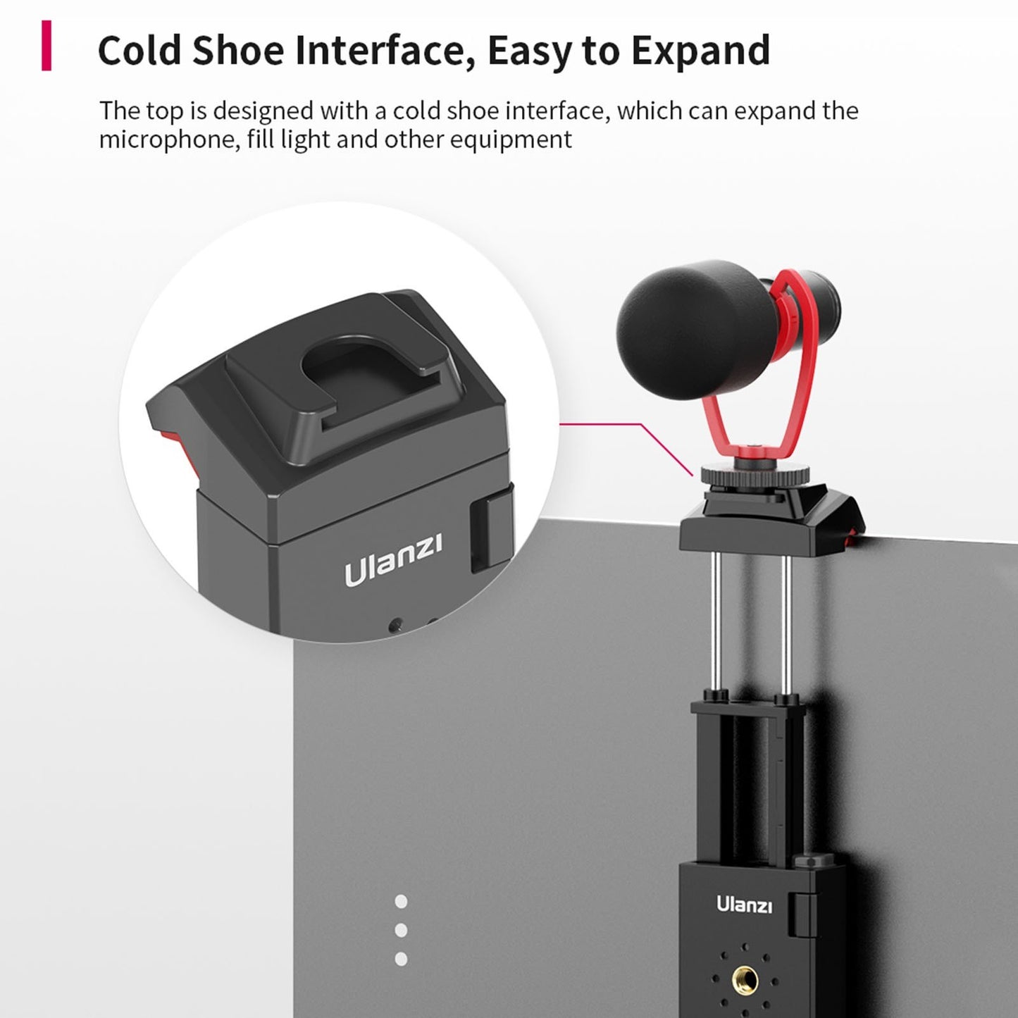 Uniqkart ST-29 Universal Tripod Mount Phone/Tablet Holder Clamp with Cold Shoe Interface