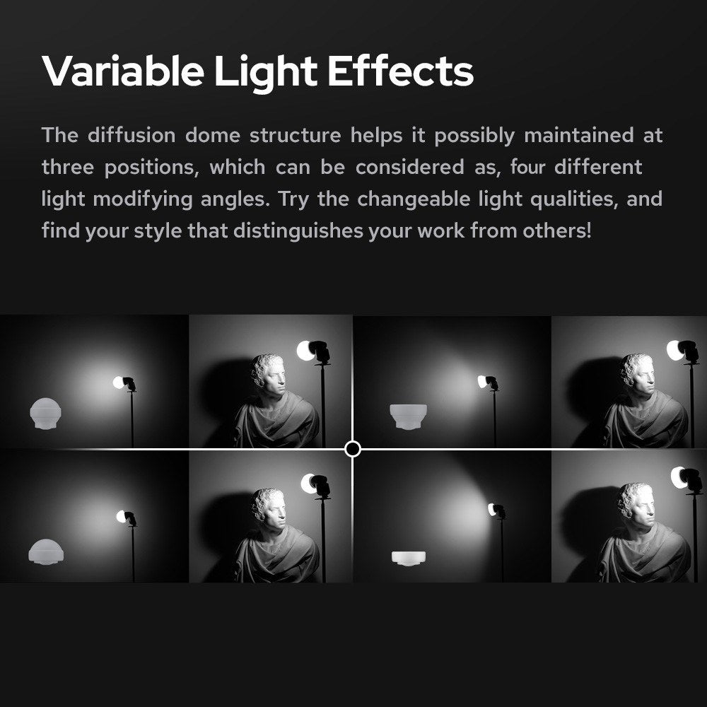 Uniqkart AK-R22 Detachable Silicone Diffuser Dome for V1 Series Flashes AD100PRO AD200PRO (with H200R) Studio Photography Portrait Live Streaming Portable Collapsible Light Modifier