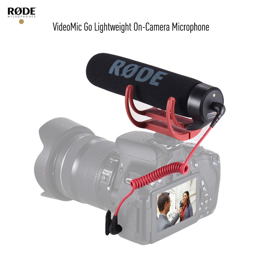 RODE VideoMic GO Super-Cardioid Directional Microphone with Shock Mount Windshields Lightweight On-Camera Mic for DSLR DV Camcorder
