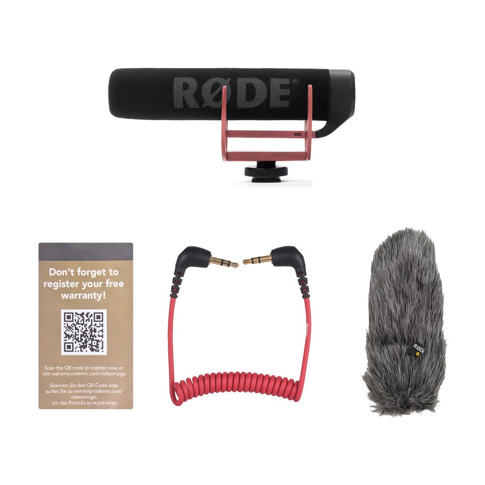 RODE VideoMic GO Super-Cardioid Directional Microphone with Shock Mount Windshields Lightweight On-Camera Mic for DSLR DV Camcorder