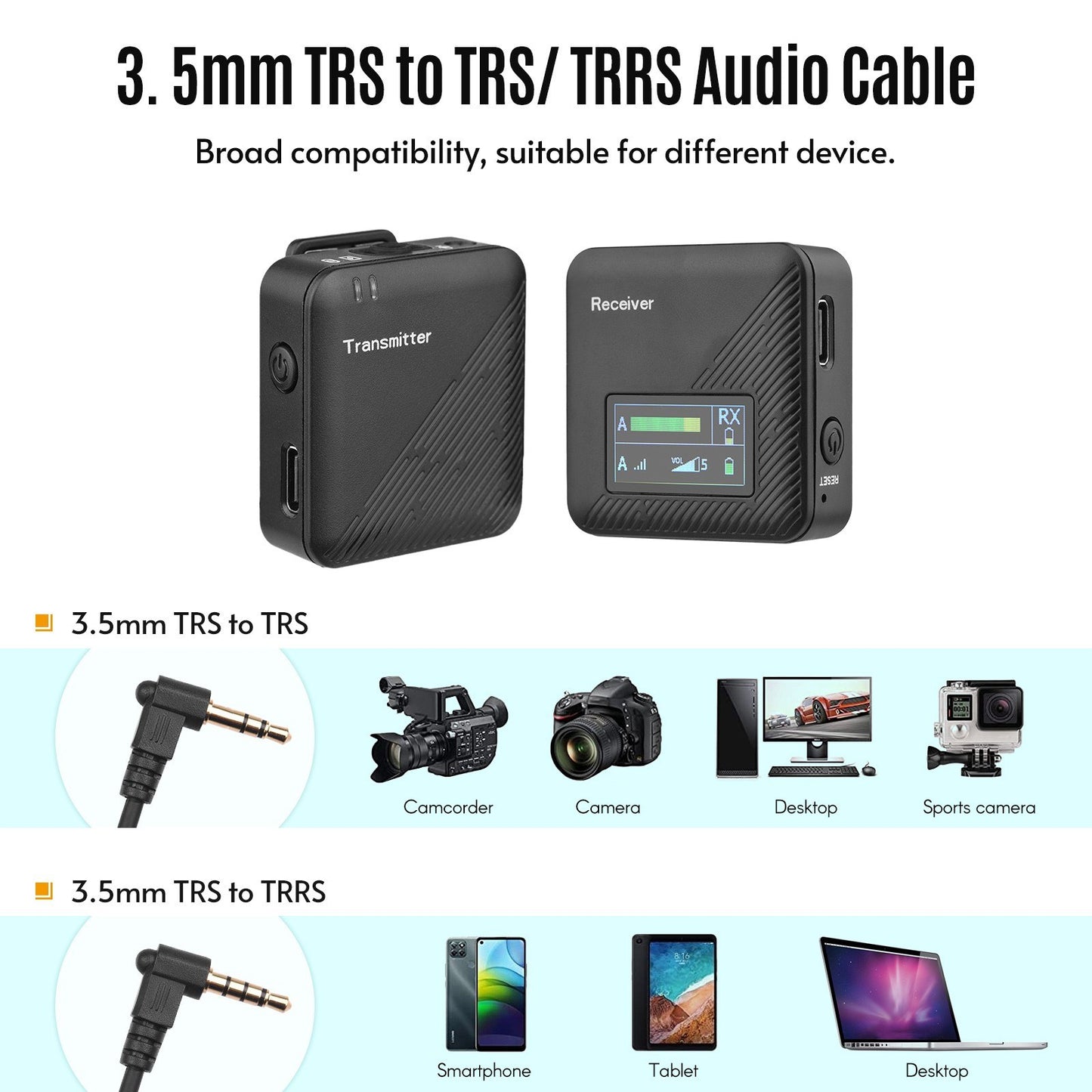 2.4G Wireless Lavalier Microphone System Transmitter Receiver Omnidirectional Portable Mini Mic with Storage Case for Camera Smartphone Vlog Video Recording Interview Live-Streaming
