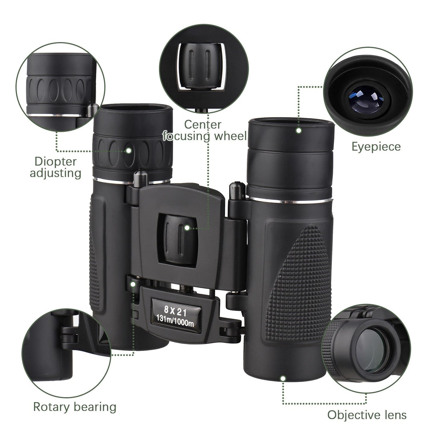 Portable Mini Binoculars Folding Pocket Binoculars Lightweight Telescope for Adults Kids Bird Opera Watching Sightseeing Hiking Travel Concert Theater