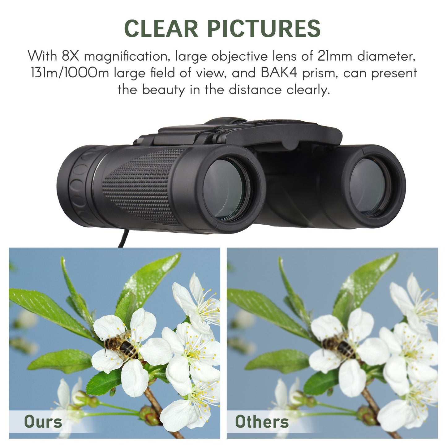 Portable Mini Binoculars Folding Pocket Binoculars Lightweight Telescope for Adults Kids Bird Opera Watching Sightseeing Hiking Travel Concert Theater