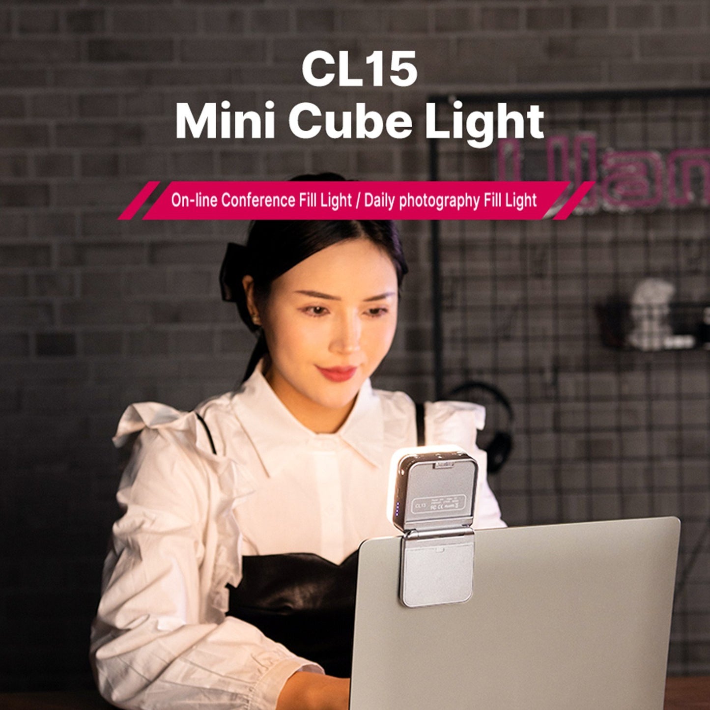 Uniqkart CL15 Cube Panel Mini LED Light 2700K-8500K Dimmable CRI95+ Video Conference Lighting Photography Fill Light