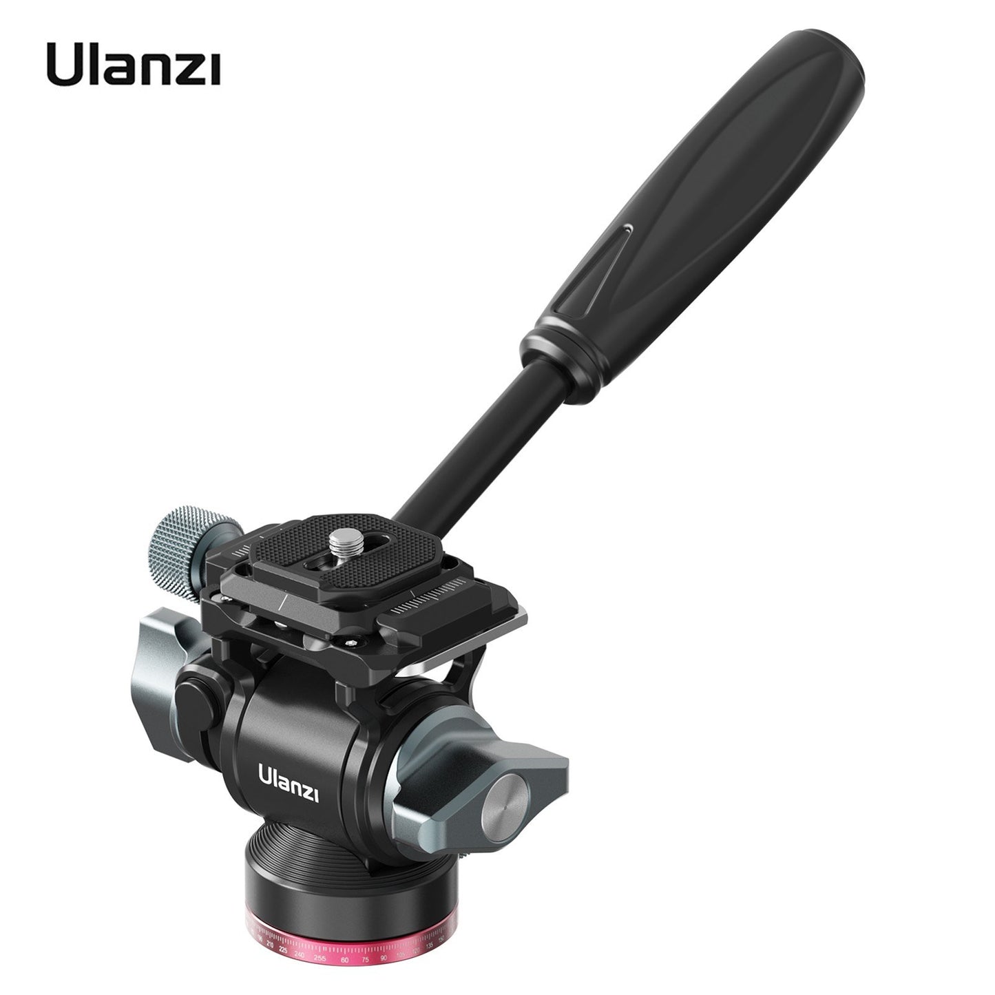 ULANZI U-190 Pan Tilt Tripod Head Compact Video Fluid Head Panorama Ballhead Mount Aluminum Alloy 1/4 Inch Screw Quick Release Plate 10kg/22lbs Load Capacity with Detachable Handle