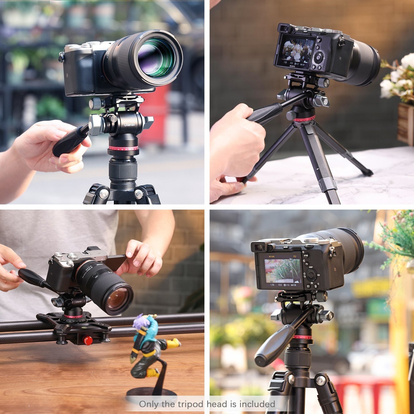 ULANZI U-190 Pan Tilt Tripod Head Compact Video Fluid Head Panorama Ballhead Mount Aluminum Alloy 1/4 Inch Screw Quick Release Plate 10kg/22lbs Load Capacity with Detachable Handle